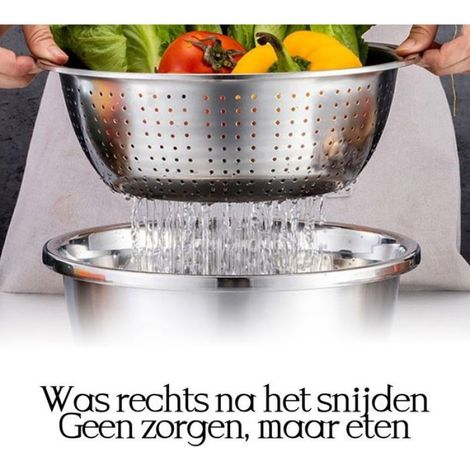 Evier - Passoire - Râpe En Acier Inoxydable - Ensemble Cuisine 3 Pièces - Pour Laver Égoutter Râper Légumes - 26 Cm - 1 Set (1/5)
