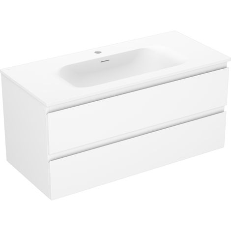 Mobile da bagno Mexen Orio 100 cm con lavabo Vela, 2 cassetti, bianco opaco - 91A10-10047-2-BFF01-W23M01 (1/5)