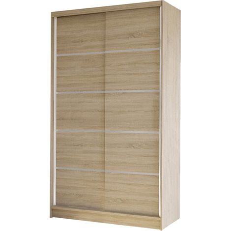 Armario Closico Fractor IV, Roble Sonoma, 200x100x58cm, Puertas de armario: Correderas, Número de estantes: 4