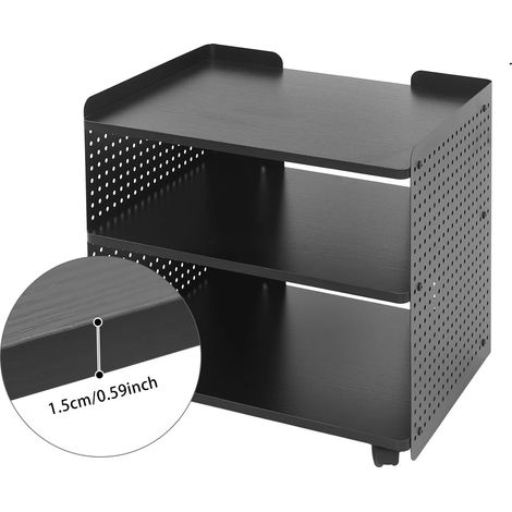 Supporto per stampante, design a 3 livelli, con spazio di archiviazione regolabile, colore nero. (1/2)