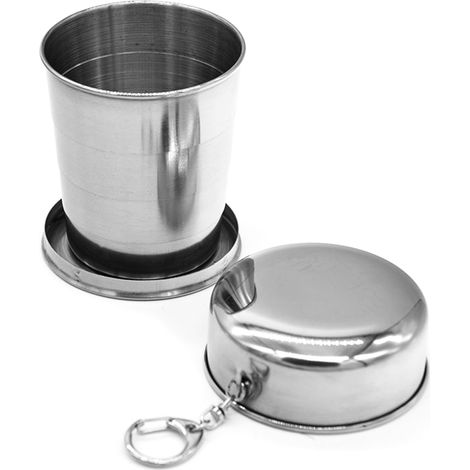 Tasse à vin pliable en acier inoxydable 240ml, gobelet télescopique portable pour randonnée (1/5)