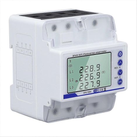 Disjoncteur WiFi, compteur d'énergie triphasé avec écran LCD - 60-300 V 100 A, interrupteur directionnel (1/5)