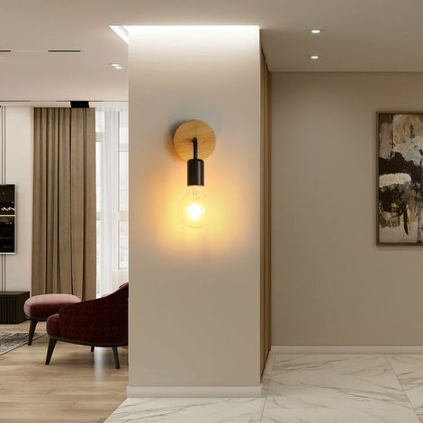 Applique Murale Interieur Industrielle 2 pièces, Lampe Murale en Bois Métal, Appliques Wall Decoration Murale Rétro pour Salon, Chambre à Coucher (SKU produit : 91733170 SKU Offre : 418lliu414) (1/4)