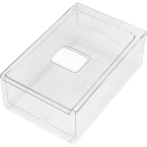 Bacs de rangement réfrigérateur, transparente, qualité alimentaire, empilable, type tiroir organisateur de rangement pour garde-manger, L (1/5)