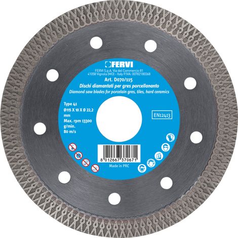 Diamanttrennscheibe fur professionelles Feinsteinzeug 230x222 mm Fervi d070/230