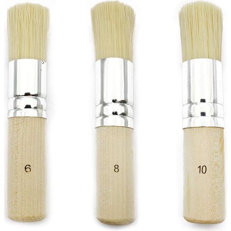 3 Pcs Pinceau en Bois Pinceau en Poils Pinceau À Pochoir Utilisation pour La Peinture À l'huile, L'Aquarelle, Le Projet De Pochoir, L'Épilation À La Cire, Etc. (13/17/20mm) (1/5)