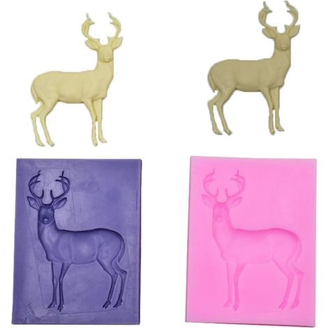 Moule En Silicone Cerf De Noël - Résistant À La Chaleur Jusqu'à 230 °C Et Au Froid Jusqu'à -40 °C - Pour Décoration De Gâteaux Chocolats Et Biscuits - Lot De 2