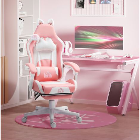 sedia gaming con orecchie gatto rosa reclinabile OKMYHOME (1/4)