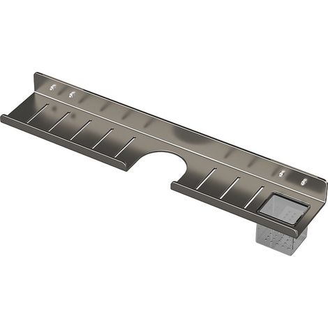Étagère murale grise, 50 cm, sans perçage, pour le rangement du lavabo, du meuble-lavabo et du robinet de salle de bain. (1/5)