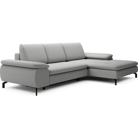Canapé d'angle droit convertible en tissu texturé gris ARCHIBALD (1/5)