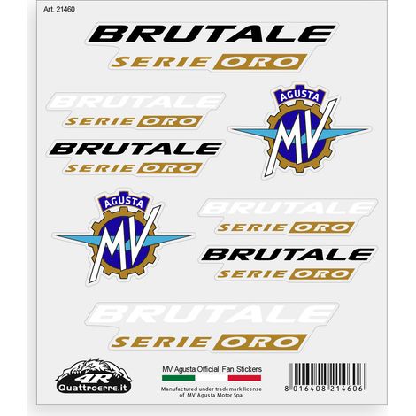 Adesivi per MV Agusta Brutale Serie Oro – Set 8 Sticker Presagomati, Resistenti ad Acqua e Raggi UV, Made in Italy, Licenza Ufficiale, Foglio 160 x 135 mm (1/5)