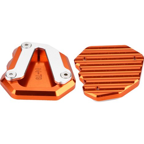 Set mit 2 CNC-gefrästen, verlängerten Seitenständerplatten für 790er Motorräder (2018–2019), Verlängerungsplatte aus Aluminiumlegierung, Orange (1/5)