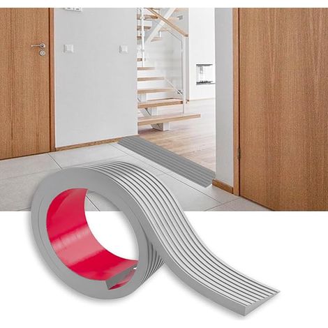 Rampe de seuil de porte - 100 x 8 x 2,5 cm - Rampe en caoutchouc autocollante - Charge maximale : 800 kg - Antidérapante - Rampe de seuil de porte - Compensation de hauteur : 2,5 cm - (1/5)