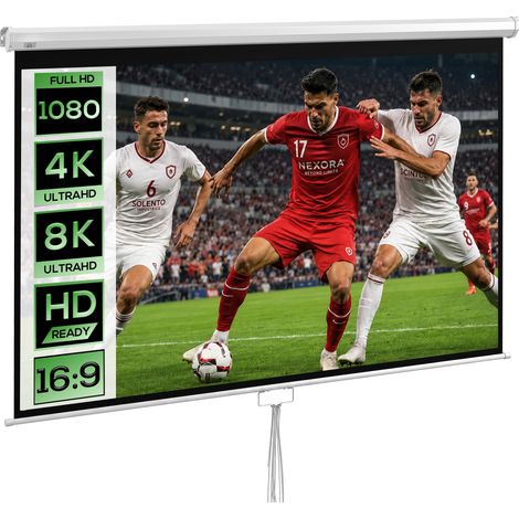 Écran de projection - HOMCOM - 100 pouces home cinéma 16:9 4K HD mural plafond - métal - 236,8 x 8 x 158 cm - blanc