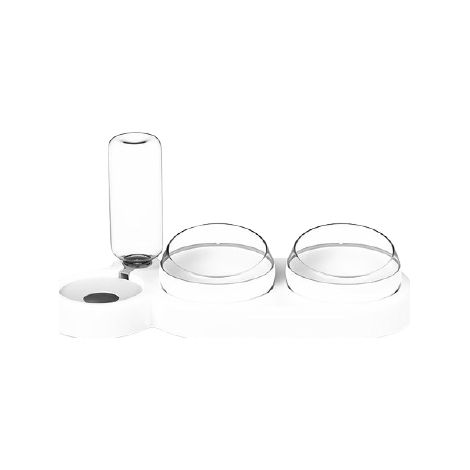 Distributeur automatique de nourriture pour animaux à double buse, fontaine à eau pour chats et chiens (blanc), portable pour un usage quotidien.-AquaForge (1/5)