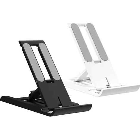 Lot de 2 supports de téléphone portable pliables, noir et blanc, pour bureau, voyage, accessoires de bureau portables, support de téléphone de bureau compatible (1/5)