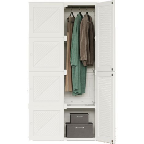 Armoire blanc 2 portes 4 séparateurs 1 tringle à vêtements Meuble 136 x 69 x 50 cm (1/5)