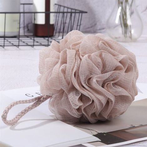 bola espuma malla lavable, esponja ducha lufa colorida limpieza profunda suavización piel, esponja suave exfoliación delicada, color blanco roto (1/5)