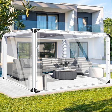 Bâche transparente robuste 1 x 2 m - Imperméable - 420 g/m² - Avec œillets - Pour extérieur - En PVC - Résistante au vent et aux déchirures - Pour jardin, tonnelle (1/5)