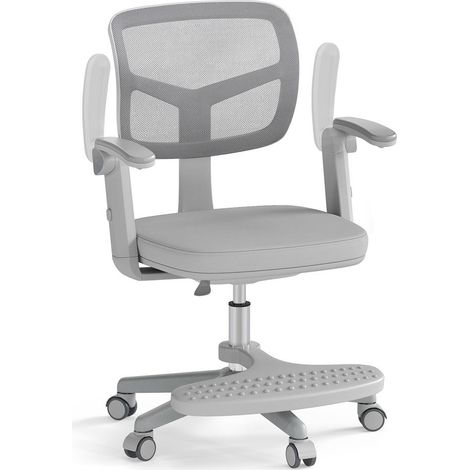 Hauteur et repose-pieds réglables Chaise de bureau enfant pour étude Assise ergonomique pivotante et dossier respirant Gris (1/5)