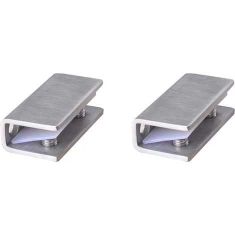 Sollbry Pince à Verre en Acier Inoxydable 2 Pièces Support D'étagère en Verre Réglable Pince à verre Rectangulaire de 8-12 mm d'Épaisseur Pince à Verre Inox pour Balustrade Escalier Salle Bains, avec (1/5)