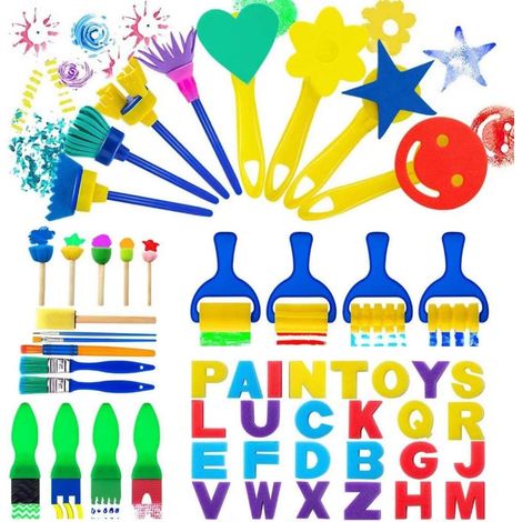 pour Enfants (53 Pieces) Kit Peinture Securite Non Toxique pour Ecole et Maison Ensemble de Brosses (1/5)