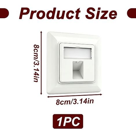 Recessed Network Socket, RJ45 Wall Plug, Keystone Connection Box 1 Port 45° Inclined with Dust Cover Metal Bracket, Standard Size 80 x 80 mm, Audio Video Network (1/4)