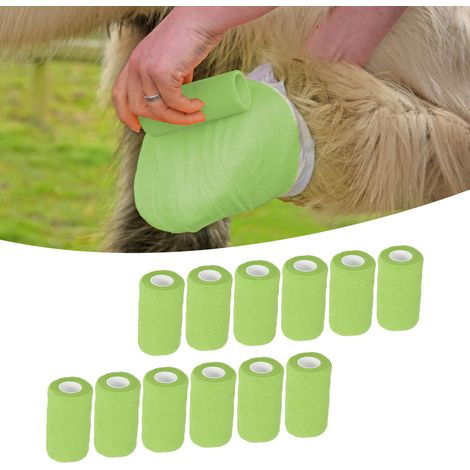 12 pièces/Vente de bandages de parage de sabots de vache fabriqués à la ferme, bandages de parage de sabots, tissu non tissé, bandages auto-adhésifs pour bétail, vert herbe. (1/5)