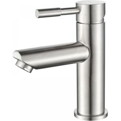 Bathroom Mixer Tap, Single-Lever Basin Faucet, Stainless Steel, Height: 16 cm (1/5)