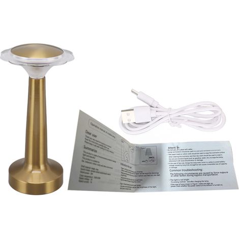 Ortviai Lampe de table tactile en métal et acrylique, rechargeable USB, 5 V, 1 W, pour chevet, bar ou KTV (1/5)