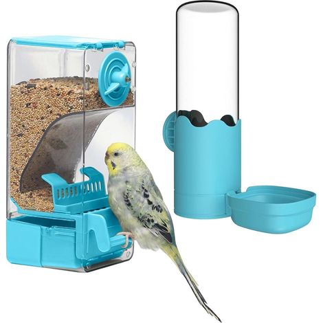 Distributeur automatique nourriture et eau pour oiseaux, bleu (1/5)