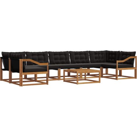 Outdoor Sofa Set with Cushion 8 pcs Natural and Black vidaXL (1/5)