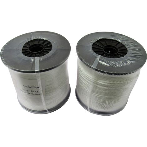 Electric Fence Rope Poly Fencing 6MM x 200M Rolls x2 (Electrified Polyrope Horse White) (1/4)