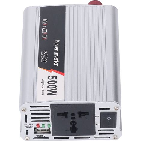 Convertisseur de puissance pour voiture 500 W CC 12 V vers CA 220-230 V avec sortie USB 5 V (onde sinusoïdale) (1/5)