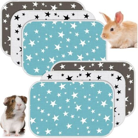 6 Paquets Tapis de Cage de Cochon d'Inde Coussins Pipi Absorbants Réutilisables Doublures Lavables de Lapin Litière Imperméable pour Petit Animal Chiot Hamster, 3 Styles (50 x 70 cm) (1/5)