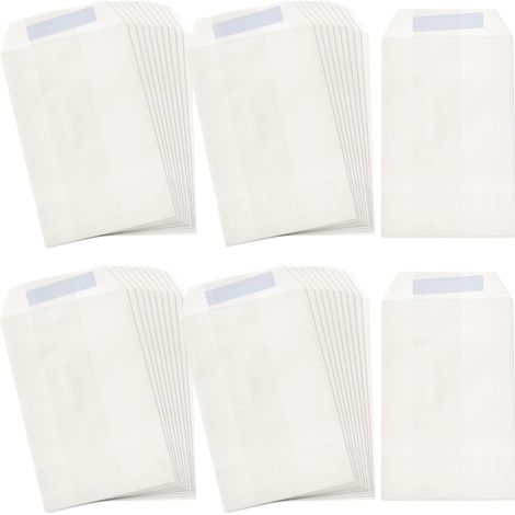 Sacs en Glassine Enveloppes, 70 x 105 mm, Blanc, 100 Pièces (1/5)