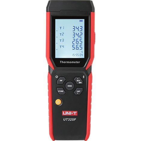 UNI-T UT325F THERMOMÈTRE NUMÉRIQUE À 4 CANAUX AVEC ENREGISTREUR DE TEMPÉRATURE DE TYPE J/T/E/R/S/N/K BLUETOOTH HAUTE PRÉCISION