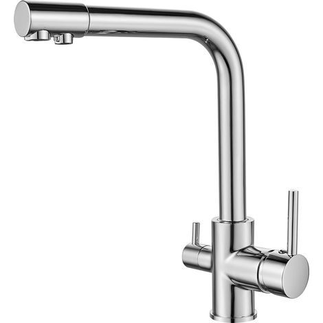 Robinet cuisine 3 voies robinet d\'eau potable raccord pour filtre à eau robinet de cuisine évier robinet 3 en 1 mitigeur de cuisine (1/5)