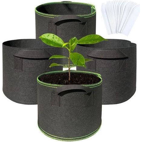 4 pcs Sac de Plantation Geotextile 5 Gallons Sac de Culture de Plante Textile Non Tissé avec Poignée Etiquettes Plante pour Fraise (1/4)