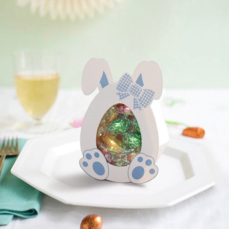 Boîte À Bonbons Lapin De Pâques - Papier - Transparente - Pliable Soi-Même - 12,5 x 8,5 x 4 cm - Idéale Pour Faveurs De Fête Et Emballage Cadeau - 10 Pièces (1/5)