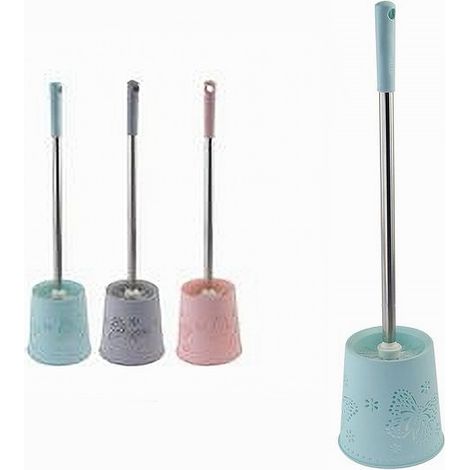 TRADE SHOP - Portascopino Rotondo Decorato Colorato Per Bagno Wc Toilette Con Scopino 59137 -