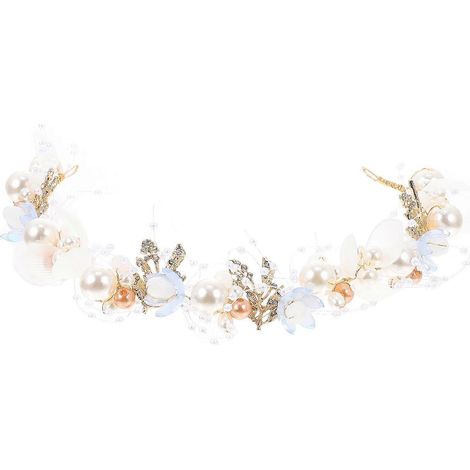 Perlen-Accessoires, Damen-Hochzeitshaarschmuck, Haarschmuck für Blumenmädchenkleider, Schleier, Brauthaarschmuck-32.5CM-Blue (1/2)