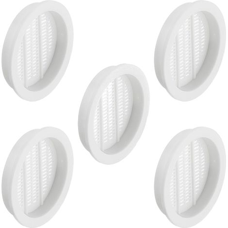 5x Grille de ventilation aération ronde en plastique diamètre encastrement 44mm hauteur 7mm Cache Protection Plafond Mur Menuiserie, blanc (1/3)