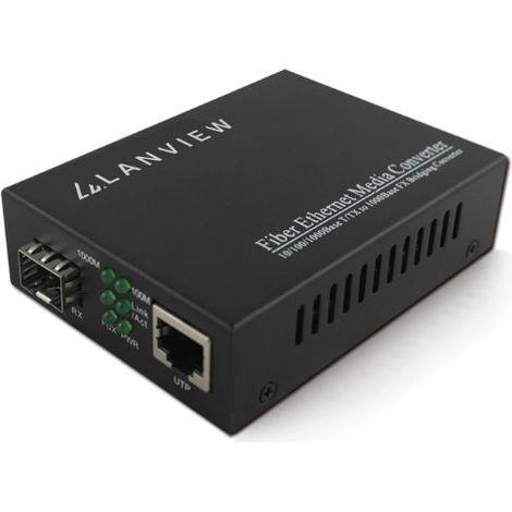 Convertitore multimediale Lanview 10/100/1000Base-T RJ45 a 1000Base-X SFP 80 km, LVN-MED-SFP-1000BASE-X