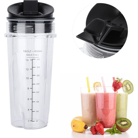 Ersatzbecher und Klappdeckel 470 ml für Ninja-Standmixer, hergestellt aus lebensmittelechtem PP. (1/5)