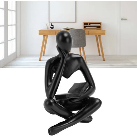 Kreatives abstraktes Ornament, das eine lesende und nachdenkliche Figur darstellt ideal für Wohnzimmer, Büro, Weinkeller, Inneneinrichtung, als Hochzeitsgeschenk schwarz. (1/5)