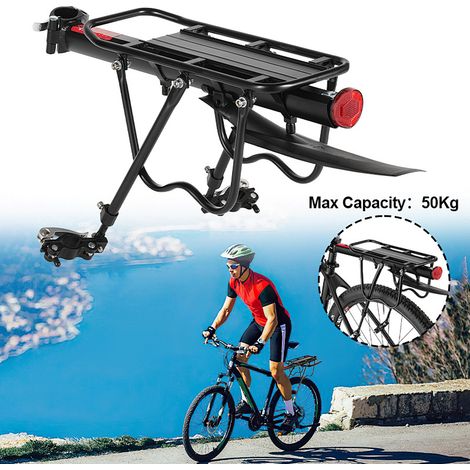 TolleTour Portaequipajes trasero universal ajustable de aluminio – Soporte para VTT y bicicleta