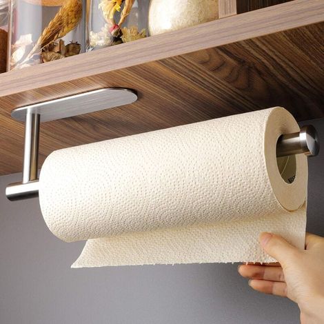 [NON UTILIZZATO] Portarotolo Cucina, Autoadesivo Portarotoli Cucina da Parete Senza Forature per Cucina e Bagno 304 Acciaio