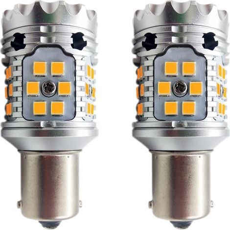 Lot de 2 ampoules LED 9-24 V extrêmement lumineuses 1157 BAY15D ambrées 3030 40SMD Canbus sans erreur 2057 2357 7528 pour clignotants et feux de position latéraux