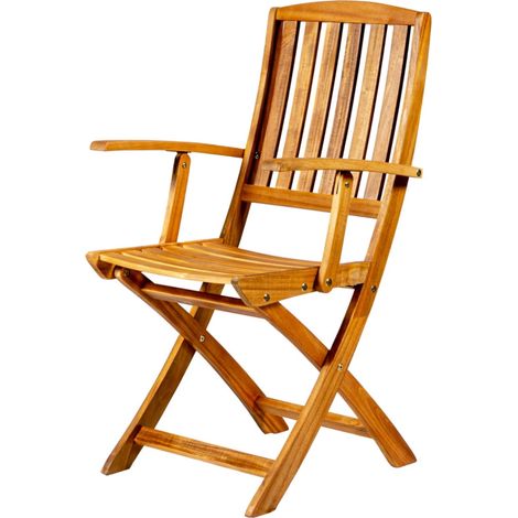 sedia da esterno pieghevole con braccioli eurogarden "navis" in legno di acacia 56x53,5x96 cm (1/3)